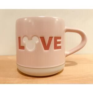 Modern Disney Pink Love Mug - Mouse Ears Minnie Mickey Embossed Mug - Rare